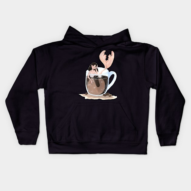 Coffee Mermaid Kids Hoodie by Ka.Arts